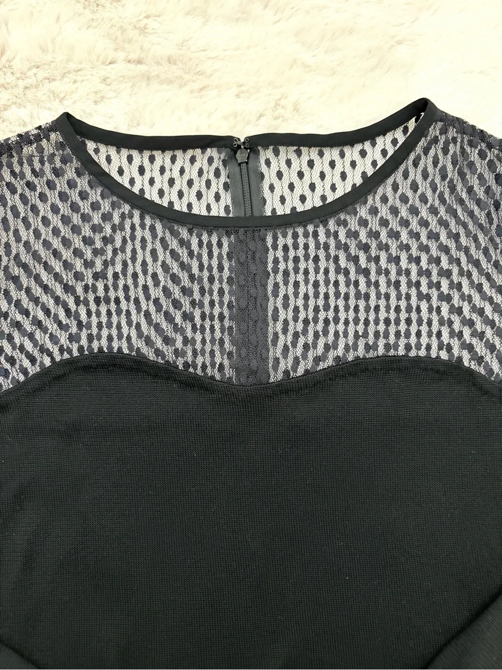 Diane von Furstenberg Rosita Top Lace Black Silk Blend Illusion Knit Sweater S